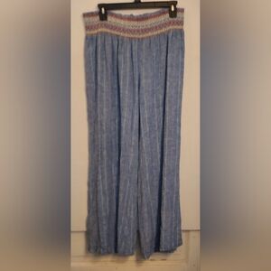 Indiego Rein Blue Wide-Leg Smocked Waist Pants